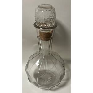 Vintage Crystal Glass Decanter Carafe Bottle Cork Glass Stopper 9.5"/11.5"